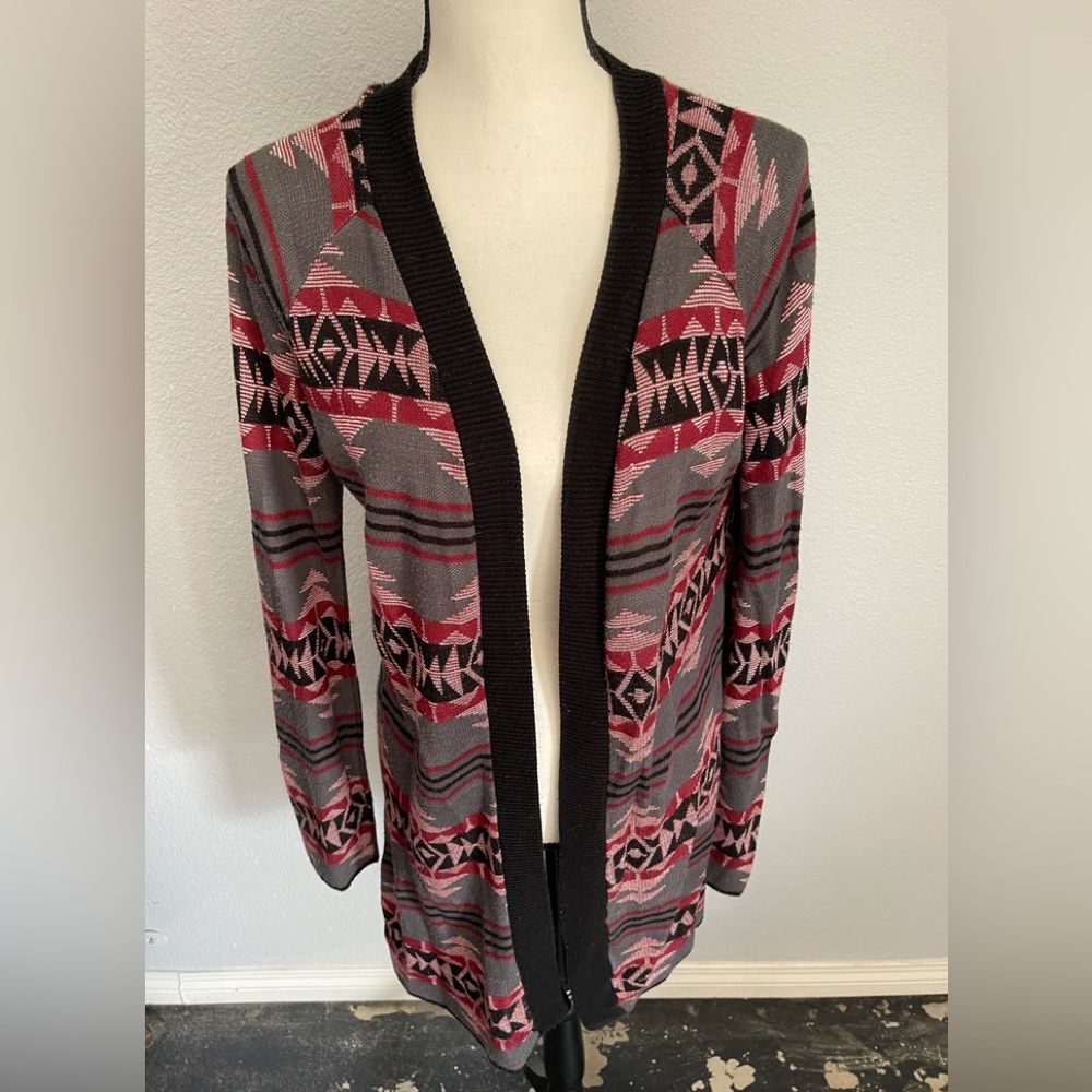 LA Hearts Long Aztec Boho Lightweight Sweater Cardigan